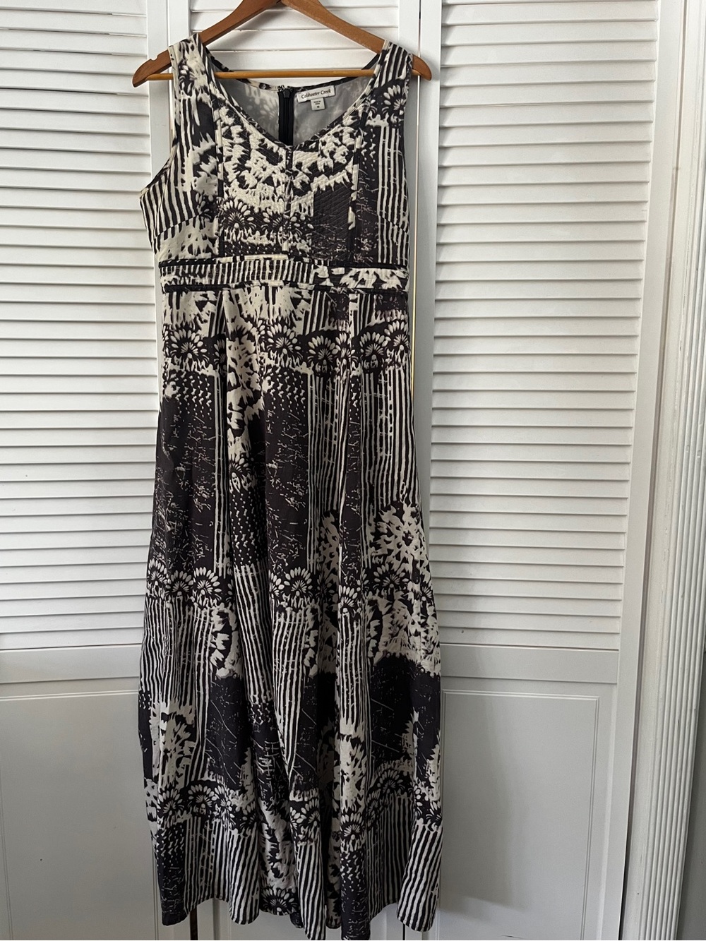 Coldwater Creek Black and Cream Sleeveless Fit & Flare Dress